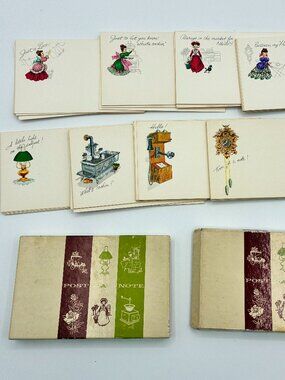 Vintage Post A Note Postcards Lot of 79 Unused Cards 8 Designs 2 Boxes